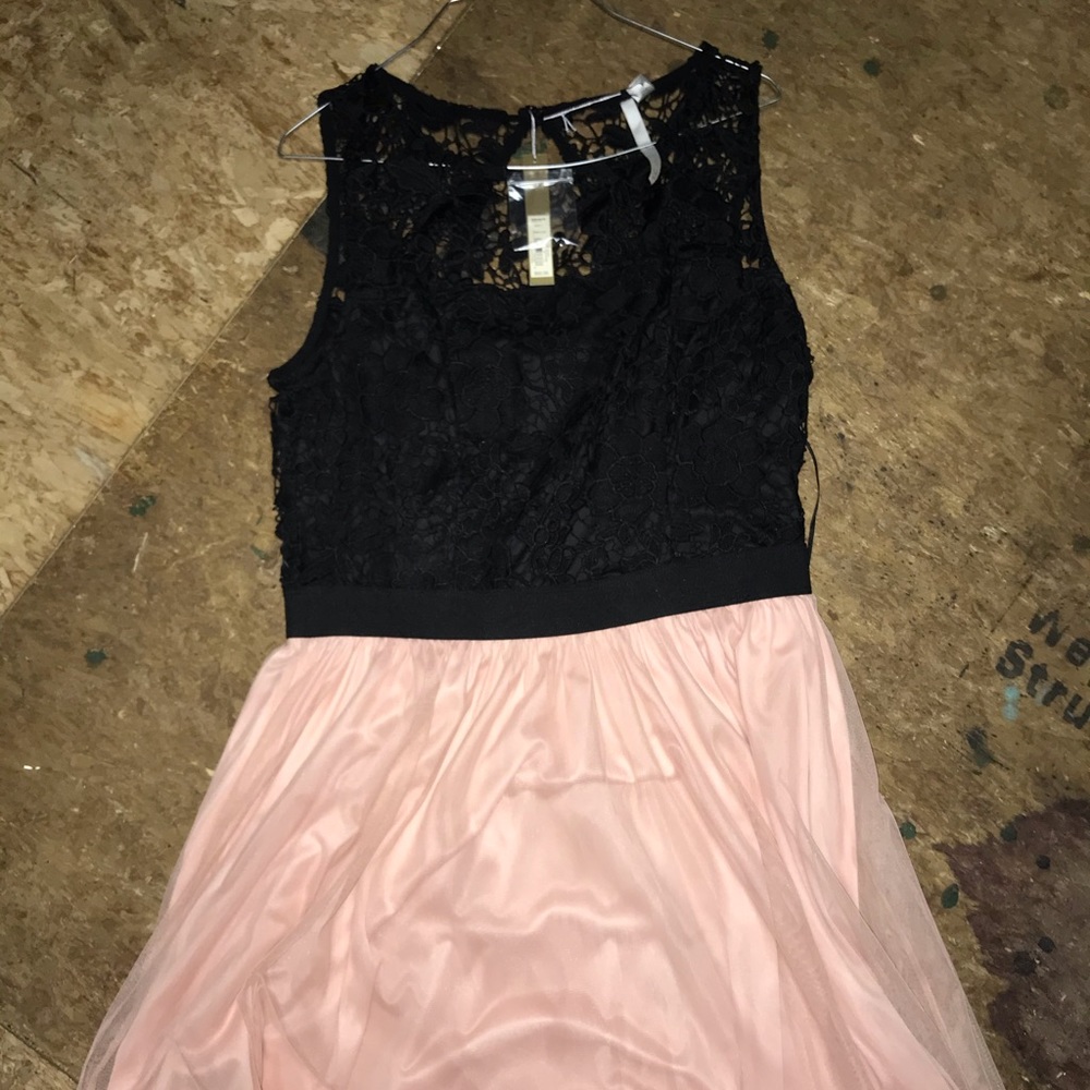Black and pink lace dress